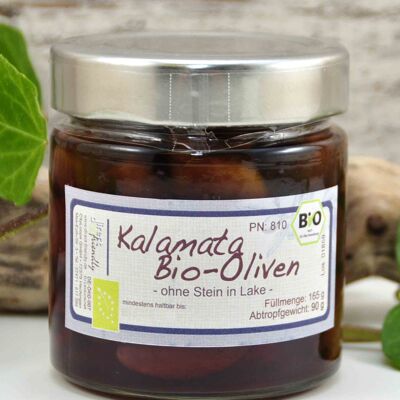 Schwarze Bio Oliven ohne Stein in Salzlake - Griechenland Kalamata