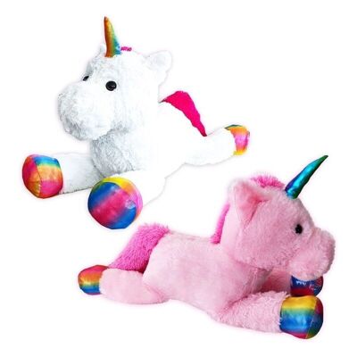 Unicornio Rosa y Blanco Tumbado 85CM Surtido