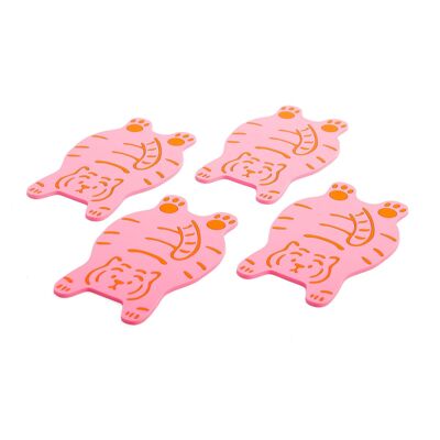 PACK DE 4 SOUS-VERRES TIGRE ROSE HF