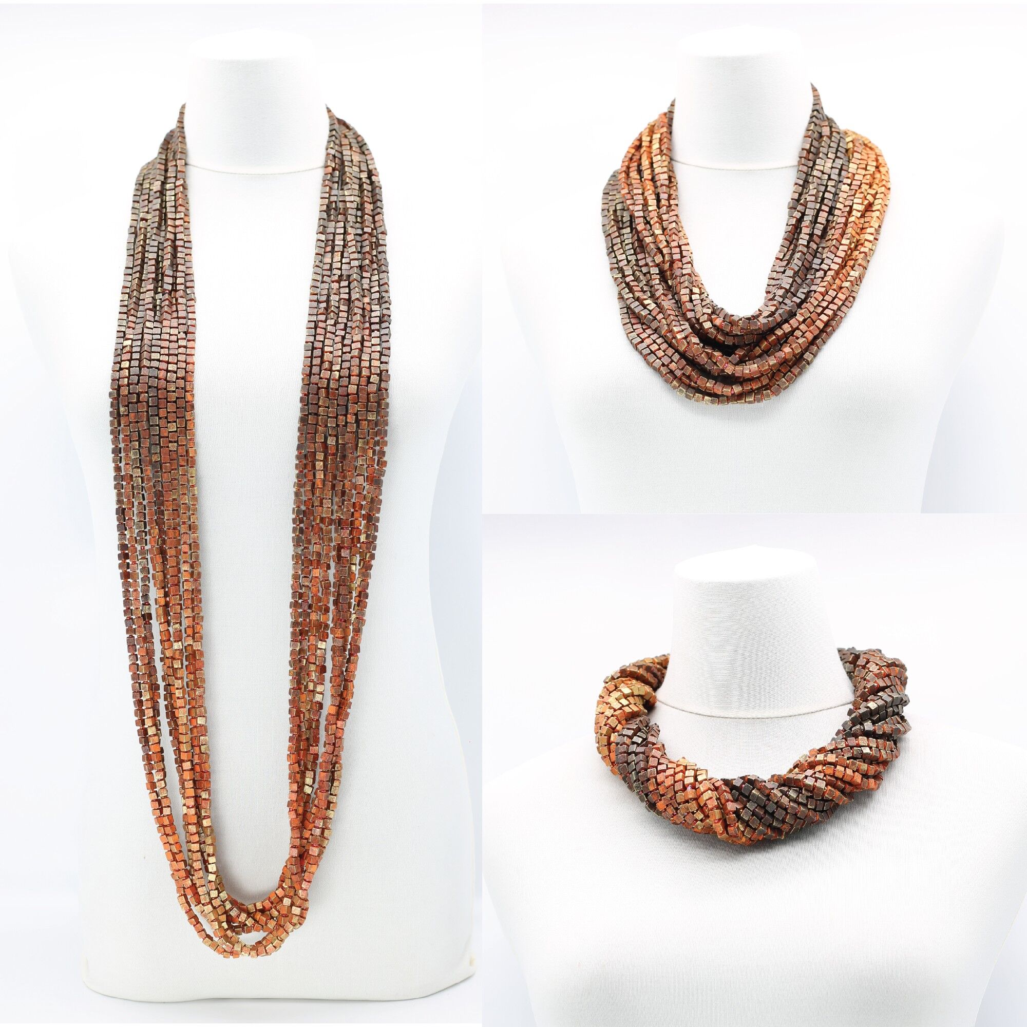 SUCCESSIVO Collane Pashmina - Dipinte a mano - Gaudi-Terra Cotta/Oro