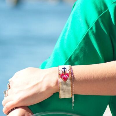 Bracelet perles beige