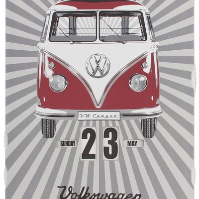 Calendario perpetuo VW T1 Combi – Rayas / Rojo