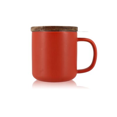 Juliet tea maker 300ml in paprika stoneware with acacia wood lid