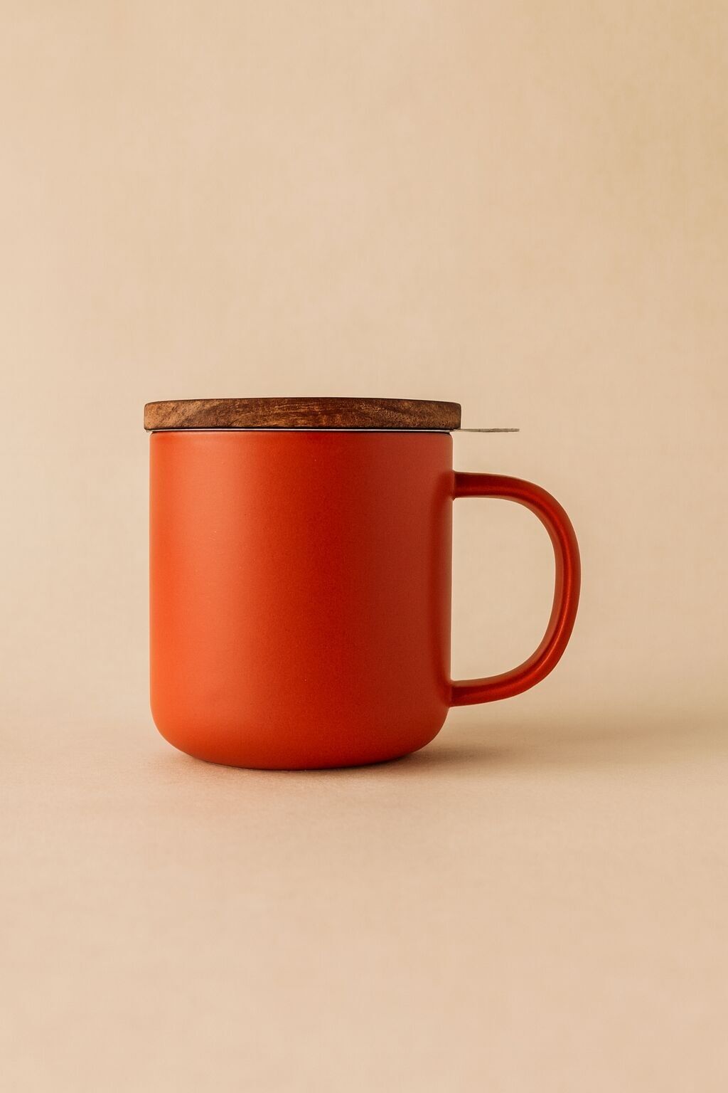 Teekanne aus Paprika-Steingut mit Deckel aus Akazienholz, 300 ml, JULIET