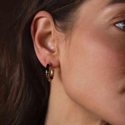 Mandel hoop earrings - enamel
