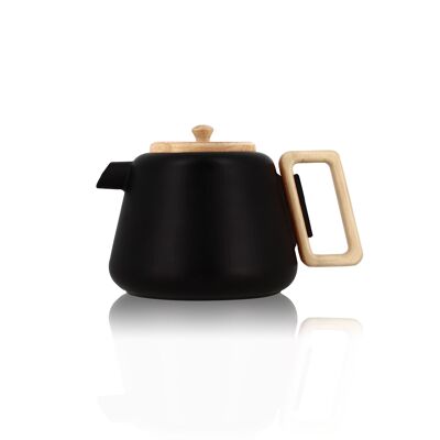 Viggo teapot 1000ml in black cast iron with wooden handle and lid - hob compatible