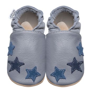 Chaussures enfants grises avec étoiles bleues 1