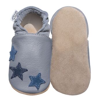 Chaussures enfants grises avec étoiles bleues 3
