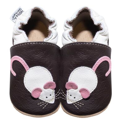 Zapatos infantiles ratón marrón oscuro.