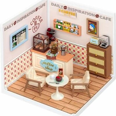 DIY Huisje Super Store Daily Inspiration Café, Robotime, DW001, 16,3×16,3×15,2cm