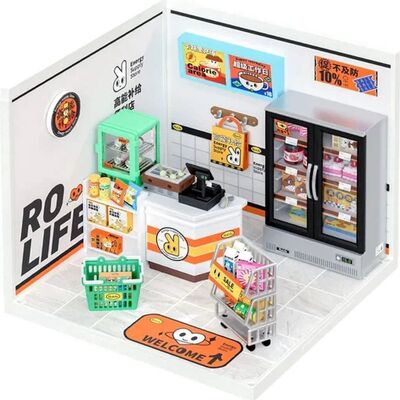 DIY House Super Store Tienda de suministro de energía, Robotime, DW002, 16,3×16,3×15,2cm