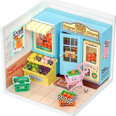 DIY Huisje Super Store Daily VC Fruit Store, Robotime, DW003, 16,3×16,315,2cm