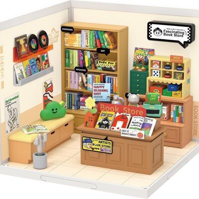 DIY House Super Store Fascinating Bookstore, Robotime, DW004, 16.3×16.3×15.2cm