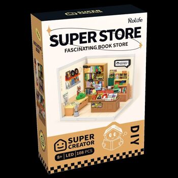 Librairie fascinante DIY House Super Store, Robotime, DW004, 16.3×16.3×15.2 cm 4