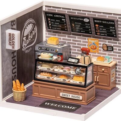 Supertienda DIY House Panadería de Trigo Dorado, Robotime, DW005, 16.3×16.3×15.2cm