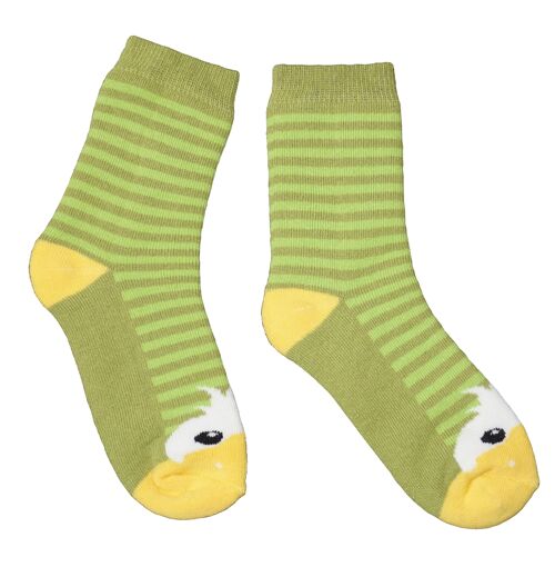 Plush Terry Socks for Children >>Happy Duck: Green<< High quality children's cotton plush socks