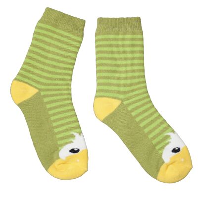 Plush Socks for Children >>Happy Duck: Green<< High quality children's cotton plush socks