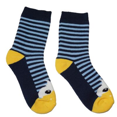 Calzini in spugna di peluche per bambini >>Anatra Felice: Blu Navy<< Calzini in peluche di cotone per bambini di alta qualità