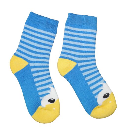 Plush Terry Socks for Children  >>Happy Duck: Cornflower Blue<< High quality children's cotton plush socks