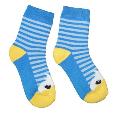 Plush Terry Socks for Children  >>Happy Duck: Cornflower Blue<< High quality children's cotton plush socks