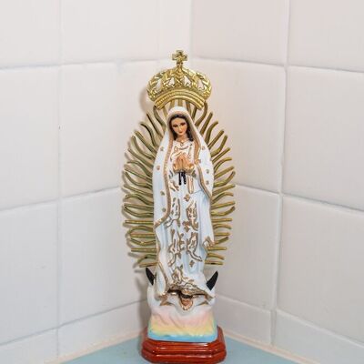 Statue der Jungfrau von Guadalupe aus Kunstharz, 30 cm – Weiß