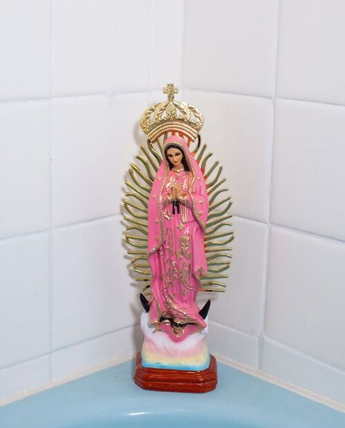 Statue résine Vierge de Guadalupe Mexique 30cm - Rose