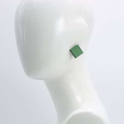 Boucles d'oreilles clips en bois carrés de 2 cm - Spring Green