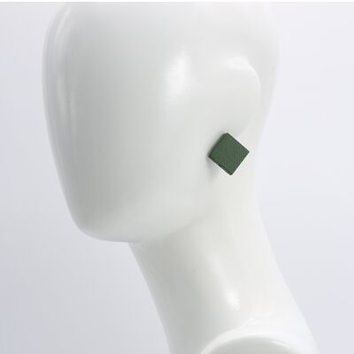 Boucles d'oreilles clips en bois carrés de 2 cm - Racing Green