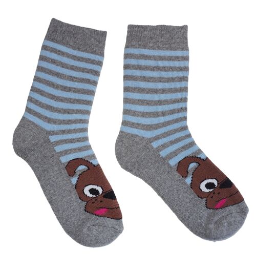 Plush Socks for Children >>Charlie the Dog: Grey<< High quality children's cotton plush socks