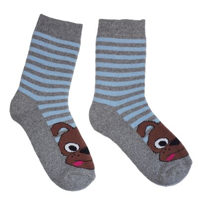Plush Socks for Children >>Charlie the Dog: Grey<< High quality children's cotton plush socks