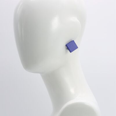 Pendientes de clip de madera cuadrados de 2 cm - New Royal Blue