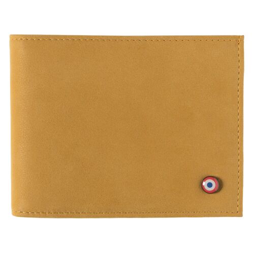 Portefeuille Italien Arthur cuir Nubuck Soleil jaune