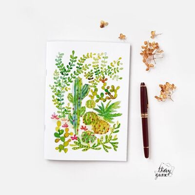 A5 JUNGLE CACTUS SUCCULENTS WATERCOLOR UNISEX NOTEBOOK