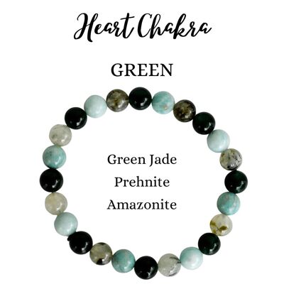 Armonizar la pulsera de cristales de chakra del corazón, pulsera de piedras de chakra, pulsera de energía calmante de cristal curativo, gema de regalo de chakra equilibrado