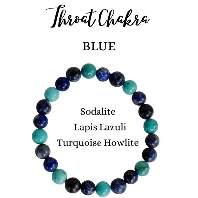 Ausgleichendes Hals-Chakra-Kristall-Armband, Chakra-Steine-Armband, Heilkristall, beruhigendes Energie-Armband, Chakra-Geschenk, Edelsteine, Schmuck