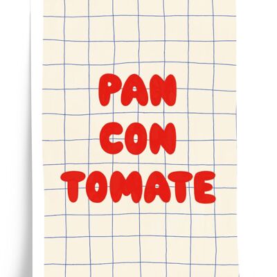 Pan con tomate illustrated poster - A4 format 21x29.7cm