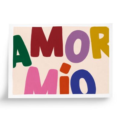 Poster illustrato Amor mio - multicolore - formato A4 21x29,7 cm