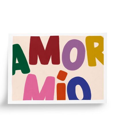 Amor mío illustrated poster - multicolor - A4 format 21x29.7cm