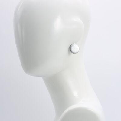 Wooden 2 cm disk clip on earrings - Silver