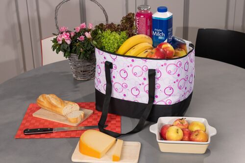 geräumige Kühltasche mit Reißverschluss-Abdeckung und 2 Langen Tragebändern, pink