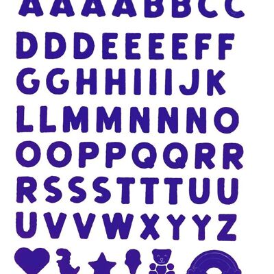 Board of iron-on letters to personalize kiddys books