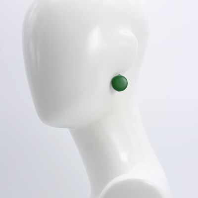 Wooden 2 cm disk clip on earrings - Spring Green