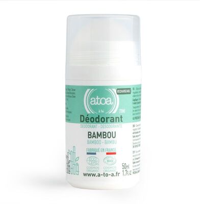 ATOA - Roll on déodorant Bio Bambou - COSMOS ORGANIC - 50ml - RECHARGEABLE