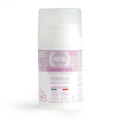 ATOA - Roll on déodorant Bio Nénuphar - COSMOS ORGANIC - 50ml - RECHARGEABLE