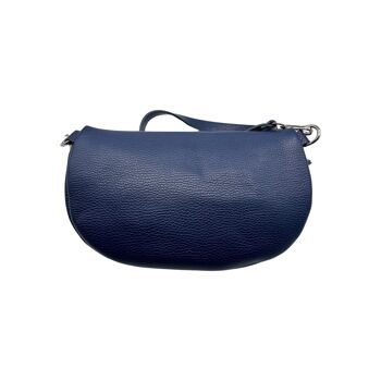 SAC BANANE 2 FERMETURE CUIR GRAINE 30CM BLEU 3