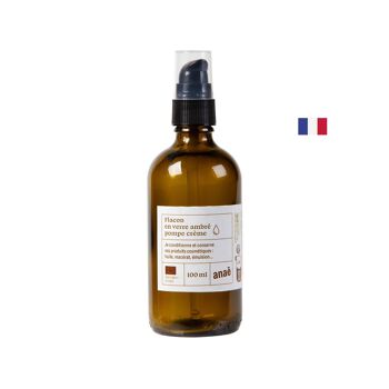 Flacon pompe crème en verre ambré 100 ml