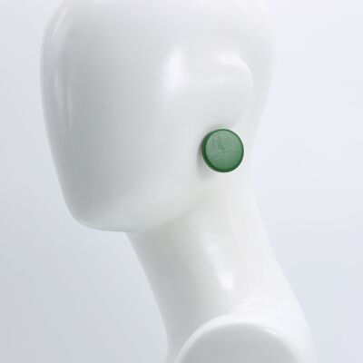 Boucles d'oreilles clip disque 3 cm en bois - Spring Green
