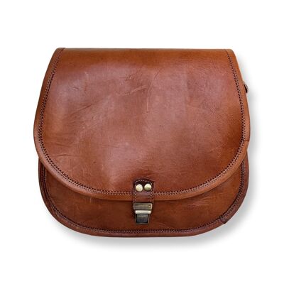 Flap bag in genuine leather 28 cm Natural JAYA