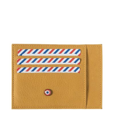 Paul Nubuck leather card holder Soleil yellow