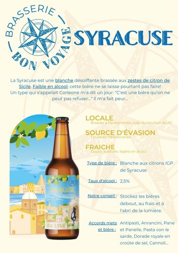 Bière éphémère Blanche aux citrons "Syracuse" 2,5% 33CL 2